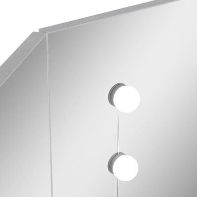 vidaXL Rohový toaletný stolík s LED betónovosivý 111x54x141,5 cm