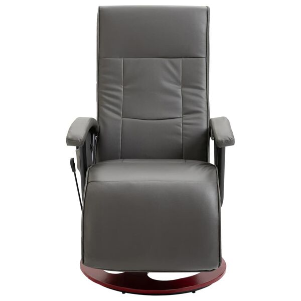 vidaXL Masážne kreslo, sivé, umelá koža