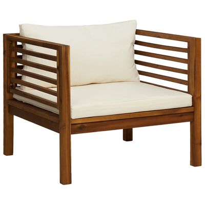 vidaXL Záhradná stolička s krémovo-bielymi podložkami akáciový masív