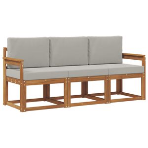 vidaXL Z&aacute;hradn&aacute; s&uacute;prava gaučov s vank&uacute;&scaron;om 3 pcs Pr&iacute;rodn&aacute; a svetlosiv&aacute;