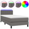 vidaXL Boxspring posteľ s matracom a LED siv&aacute; 80x200 cm umel&aacute; koža