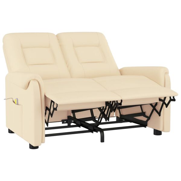 vidaXL 2-miestne sklápacie masážne kreslo, krémové, umelá koža