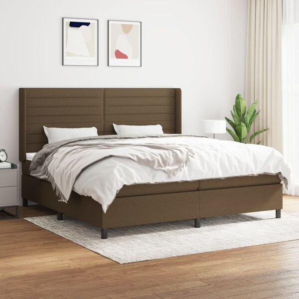 vidaXL Boxspring posteľ s matracom tmavohned&aacute; 200x200 cm l&aacute;tka