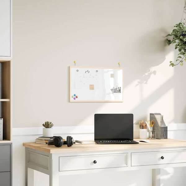 vidaXL Magnetick&aacute; biela tabuľa s r&aacute;mom z mas&iacute;vneho borovicov&eacute;ho dreva 60x40 cm