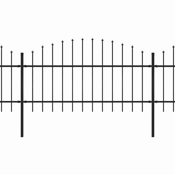 vidaXL Z&aacute;hradn&yacute; plot s vrchnou časťou z ocele 1781,5x125 cm čierny