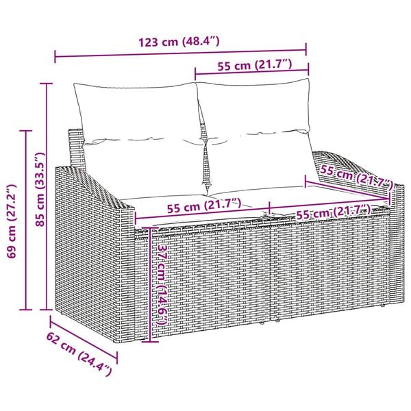 vidaXL S&uacute;prava z&aacute;hradn&yacute;ch pohoviek 11 pcs B&eacute;žov&aacute; a kr&eacute;mov&aacute; polyratan