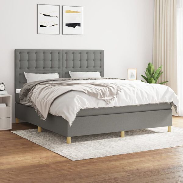 vidaXL Boxspring posteľ s matracom tmavosiv&aacute; 180x200 cm l&aacute;tka