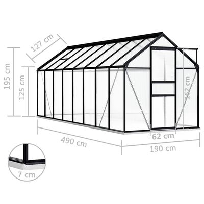 vidaXL Hliníkový skleník s podkladovým rámom, antracitový 9,31 m²