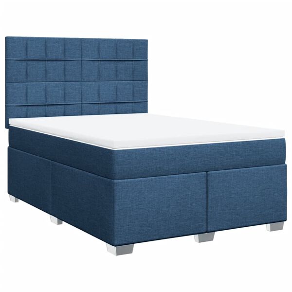 vidaXL Posteľn&yacute; r&aacute;m boxspring s matracom modr&yacute; 140x200 cm l&aacute;tka