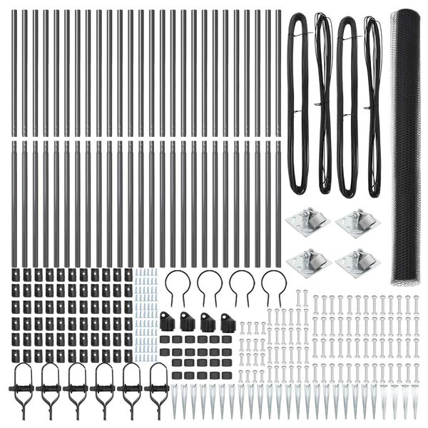 vidaXL Stĺp na plot. Siv&aacute; 50 x 1,5 m (25 mm pletivo) Ocel a PVC