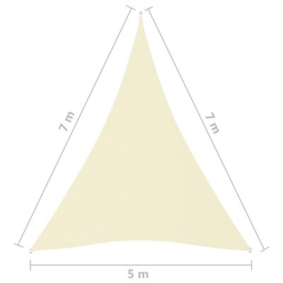 vidaXL Tieniaca plachta oxfordská látka trojuholníková 5x7x7 m krémová