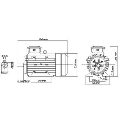 vidaXL 3-fázový elektromotor, hliník 4kW/5,5HP, 2-pólový 2840 ot./min