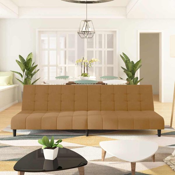 vidaXL 2-miestna rozkladacia pohovka, hned&aacute;, zamat