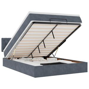 VidaXL Osmansk&aacute; posteľ s matracom a LED di&oacute;dami tmavosiv&aacute; zamat