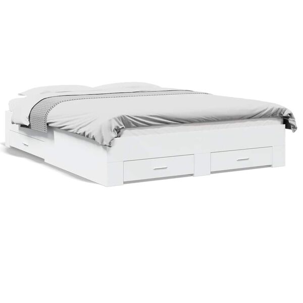 vidaXL Posteľn&yacute; r&aacute;m so z&aacute;suvkami biely 150x200 cm kompozitn&eacute; drevo