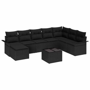 vidaXL S&uacute;prava z&aacute;hradn&yacute;ch pohoviek s vank&uacute;&scaron;om 9 pcs B&eacute;žov&aacute; Poly ratan