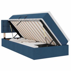 vidaXL Postel s &uacute;ložn&yacute;m prostorem a matrac&iacute; Modr&aacute; 90 x 190 cm Zamat