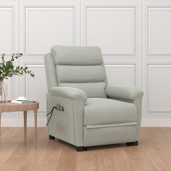 vidaXL Zdvíhacie masážne kreslo bledosivé zamat