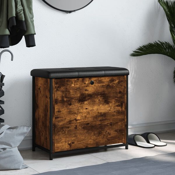 vidaXL Lavička na topánky s vyklápacou zásuvkou dymový dub 62x32x56 cm