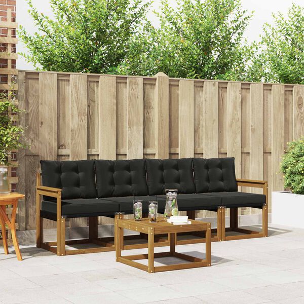 vidaXL Z&aacute;hradn&aacute; s&uacute;prava gaučov s vank&uacute;&scaron;om 5 pcs Pr&iacute;rodn&aacute; a čierna