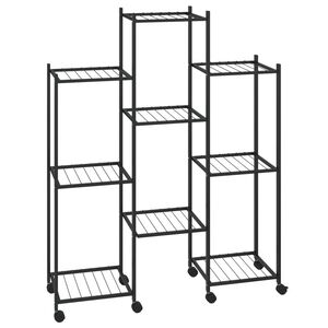 vidaXL Stojan na kvety s kolieskami 83x25x103,5 cm čierny železný