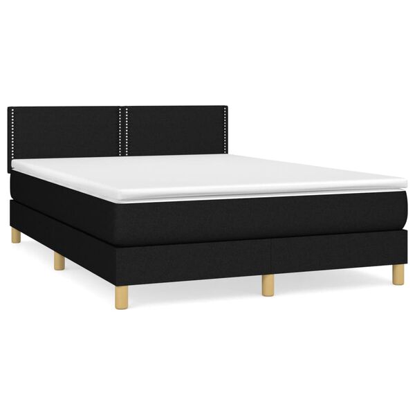 vidaXL Posteľn&yacute; r&aacute;m boxspring s matracom čierny 140x200 cm l&aacute;tka