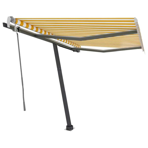 vidaXL Ručne zaťahovacia mark&iacute;za s LED 300x250 cm žlto-biela