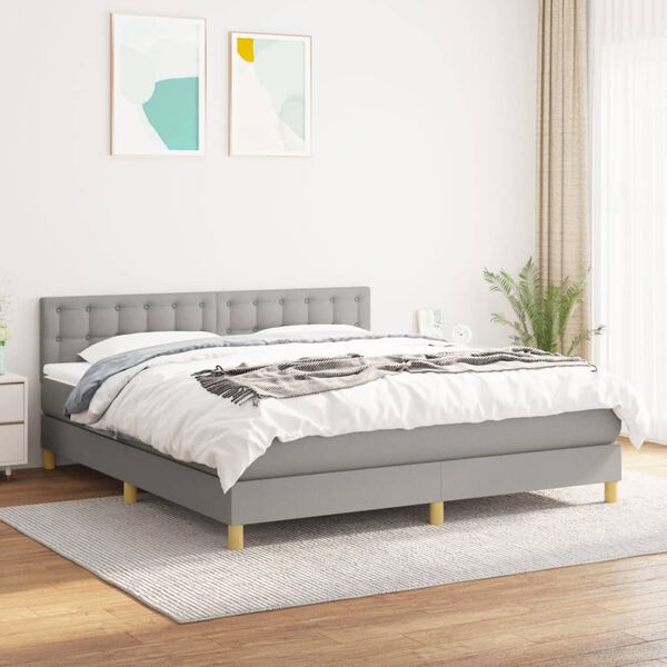 vidaXL Boxspring posteľ s matracom svetlosiv&aacute; 100x200 cm l&aacute;tka