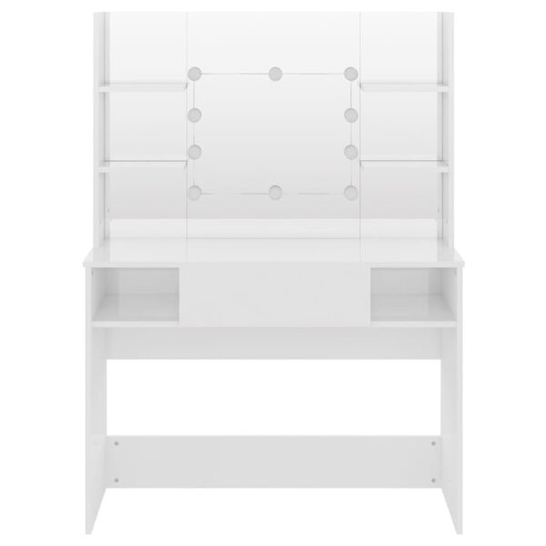 vidaXL Toaletn&yacute; stol&iacute;k s LED svetlami 100x40x135 cm MDF leskl&yacute; biely