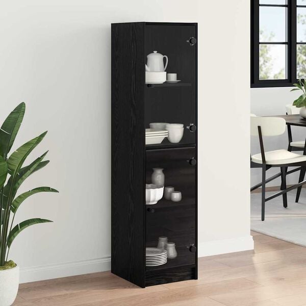 vidaXL Highboard Čierny dub 35 x 37 x 142 cm Kompozitn&eacute; drevo
