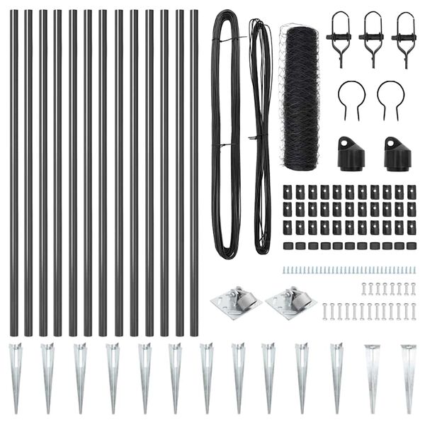 vidaXL Stĺp na plot. Siv&aacute; 25 x 0,8 m (50 mm pletivo) Ocel a PVC