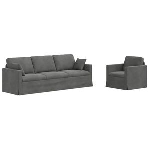 vidaXL Sada pohoviek 2 pcs Tmavo &scaron;ed&aacute; 228 x 78 x 80 cm Zamat