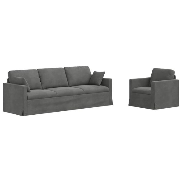 vidaXL Sada pohoviek 2 pcs Tmavo &scaron;ed&aacute; 228 x 78 x 80 cm Zamat