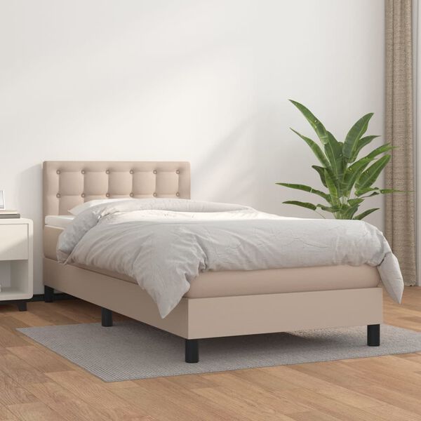 vidaXL Boxspring posteľ s matracom kapučínová 90x190 cm umelá koža