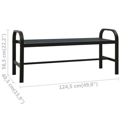 vidaXL Záhradná lavička 124,5 cm, oceľ a WPC, čierna