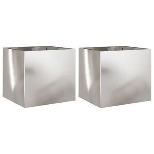vidaXL Kvetin&aacute;če 2 ks strieborn&eacute; 32x43x29 cm nehrdzavej&uacute;ca oceľ