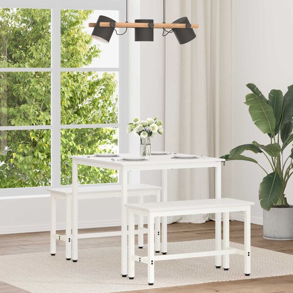 vidaXL Jed&aacute;lensk&yacute; st&ocirc;l Biela 80 x 80 x 75 cm Mas&iacute;vne borovicov&eacute; drevo