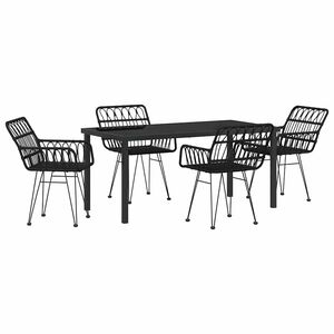 vidaXL Z&aacute;hradn&yacute; jed&aacute;lensk&yacute; set 5 pcs Čierna