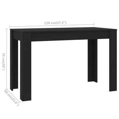 vidaXL Jedálenský stôl čierny 120x60x76 cm drevotrieska