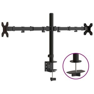 vidaXL Držiak na dva monitory čierny oceľov&yacute; VESA 75/100 mm