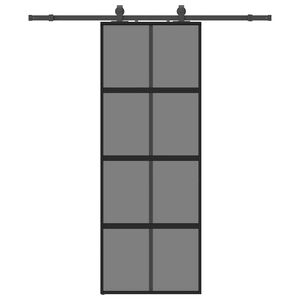 vidaXL Posuvn&eacute; dvere s kovan&iacute;m čierne 76x205 cm tvrden&eacute; sklo