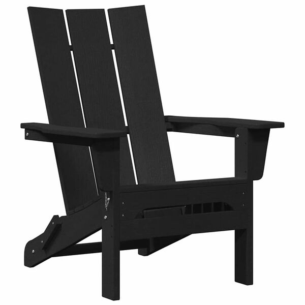 vidaXL Skladacia Adirondack kreslo Čierna 80,5 x 74,5 x 92 cm HDPE