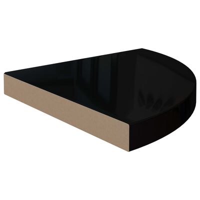 vidaXL Plávajúca rohová polica, lesklá čierna 35x35x3,8 cm, MDF