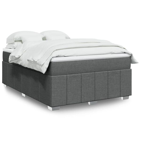 vidaXL Boxspring posteľ s matracom tmavosiv&aacute; 140x200 cm l&aacute;tka