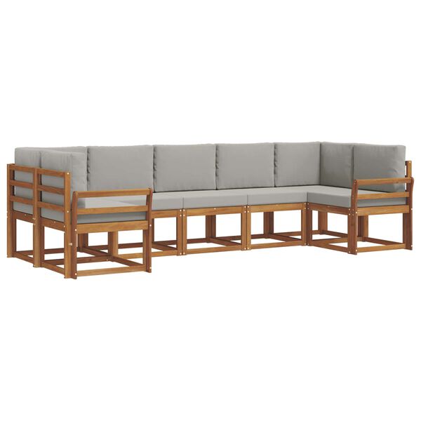 vidaXL Z&aacute;hradn&aacute; s&uacute;prava gaučov s vank&uacute;&scaron;om 7 pcs Pr&iacute;rodn&aacute; a svetlosiv&aacute;