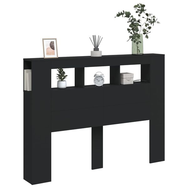 vidaXL Čelo s LED čierne 140x18,5x103,5 cm kompozitné drevo