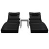 vidaXL Záhradné ležadlá 2 ks so stolíkom, polyratan a textilén, čierne