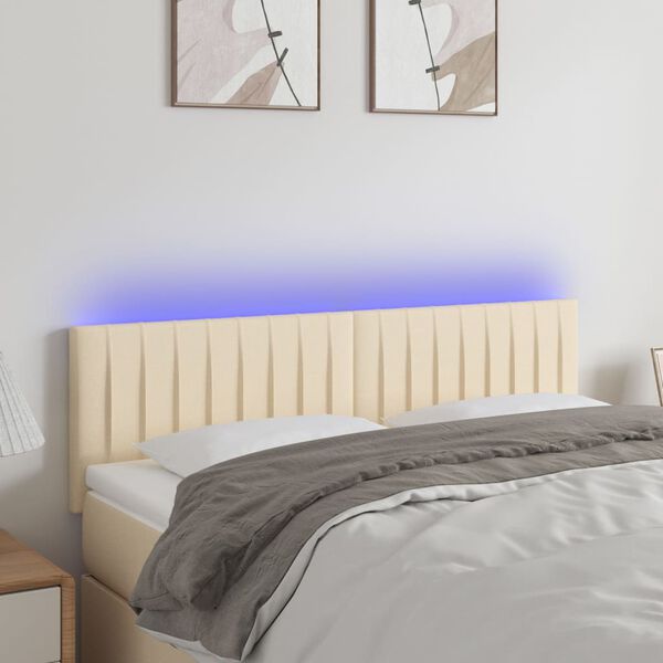 vidaXL Čelo postele s LED kr&eacute;mov&eacute; 144x5x78/88 cm l&aacute;tka