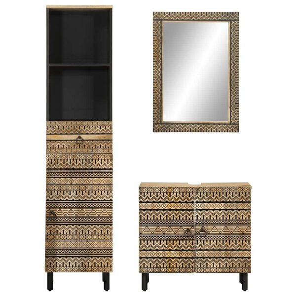 vidaXL 3-dielna s&uacute;prava k&uacute;peľňov&eacute;ho n&aacute;bytku mangovn&iacute;kov&eacute; drevo