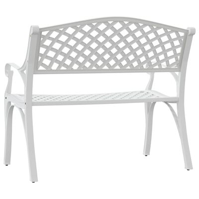 vidaXL Záhradná lavička 102 cm odlievaný hliník biela